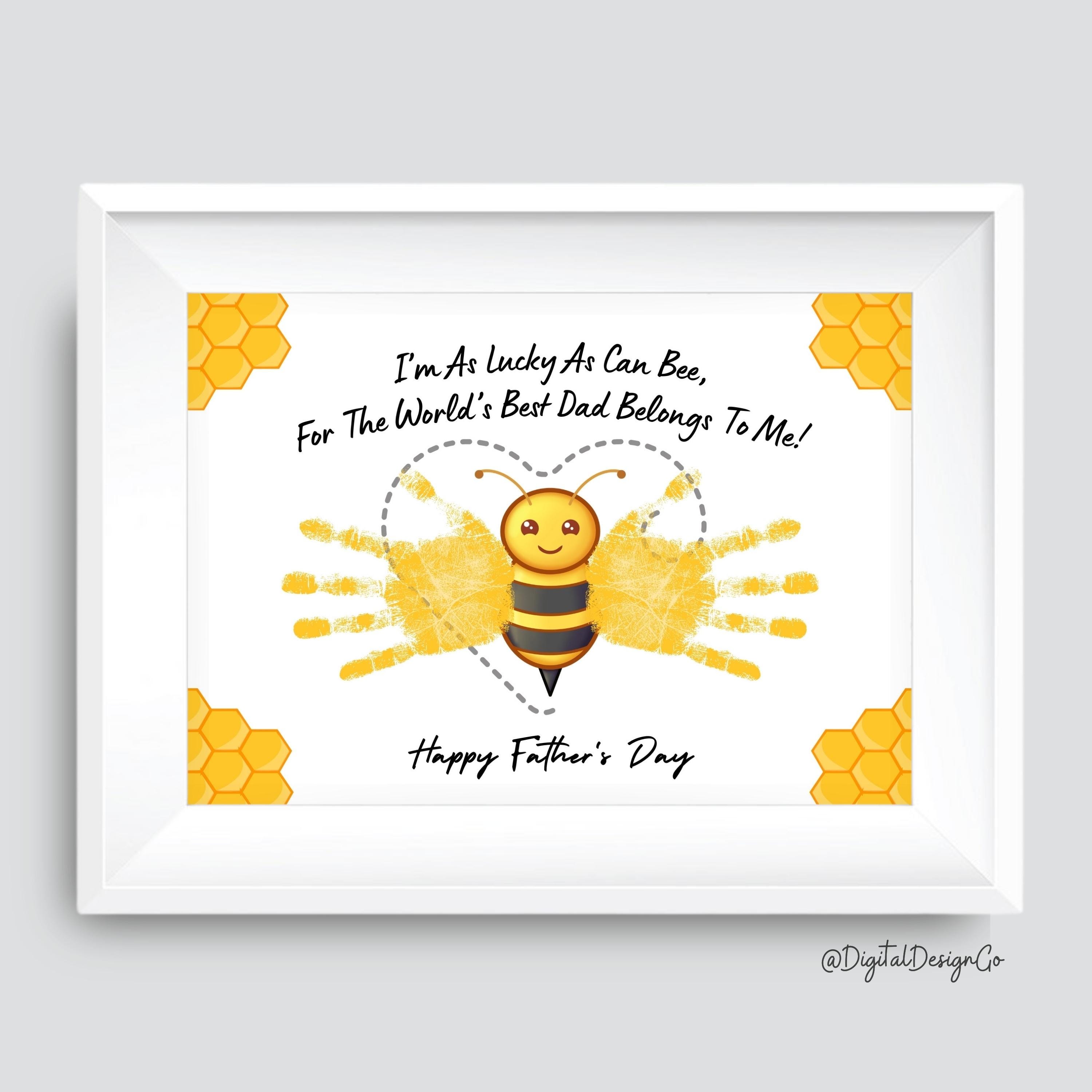 Fathers Day, Bee Handprint Art Craft, Kids Baby Toddler, Dad Craft, DIY Gift Card