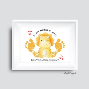 Artisanat d'empreinte de dinosaure pour la fête des mères, maman rugissante, artisanat d'empreinte de dinosaure pour enfants bébé tout-petit, souvenir de mémoire, carte de bricolage, cadeau pour maman