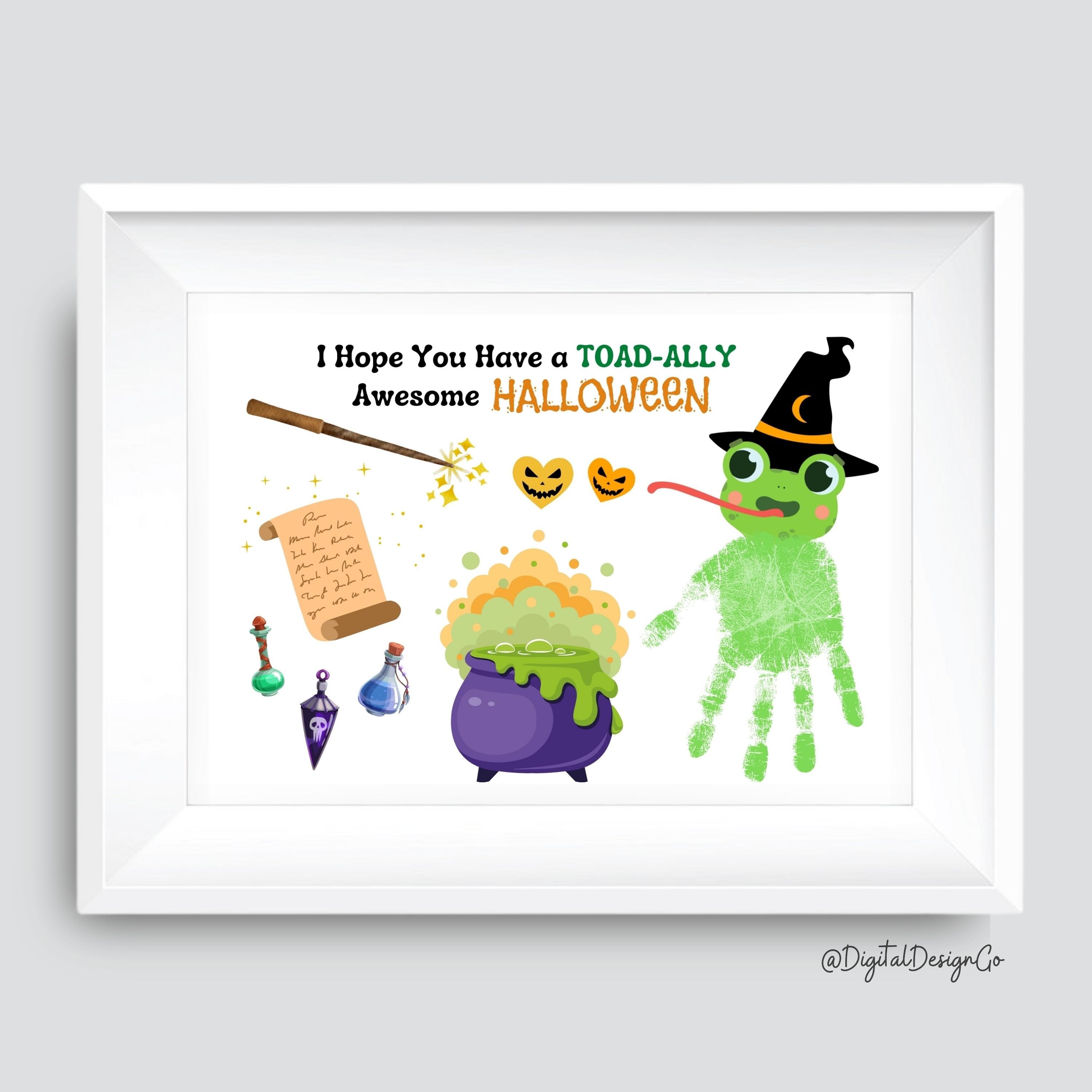 Halloween Handprint Art, Have a Toad-ally Halloween, Frog