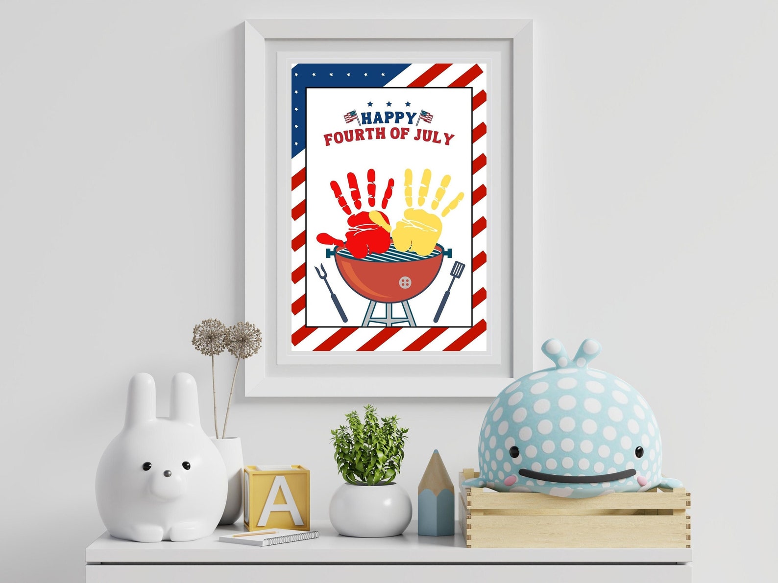 Fourth of July Handprint Art Craft Printable Grill Handprint Etsy