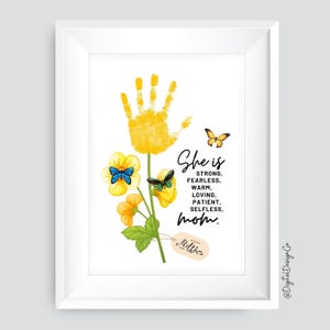 Muttertag Handabdruck Art Craft, Sie ist Mama, Blumen Handabdruck Craft, Kinder Baby Kleinkind, Andenken, DIY Karte, Geschenk für Mutter, Printable