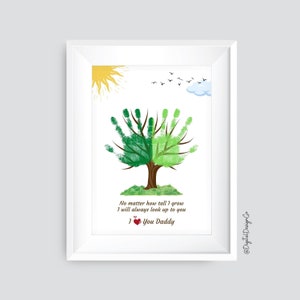 Father's Day Handprint Art Craft, Dad Birthday, Tree Handprint Craft, Kids Baby Toddler, Kids Baby Toddler, Memory Keepsake, DIY, Printable