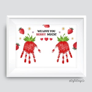 Berry handafdruk kunst ambacht, we houden van je Berry veel, Valentijnsdag handafdruk kunst, doe-het-zelf voor kinderen baby peuter, herinnering aandenken, afdrukbaar