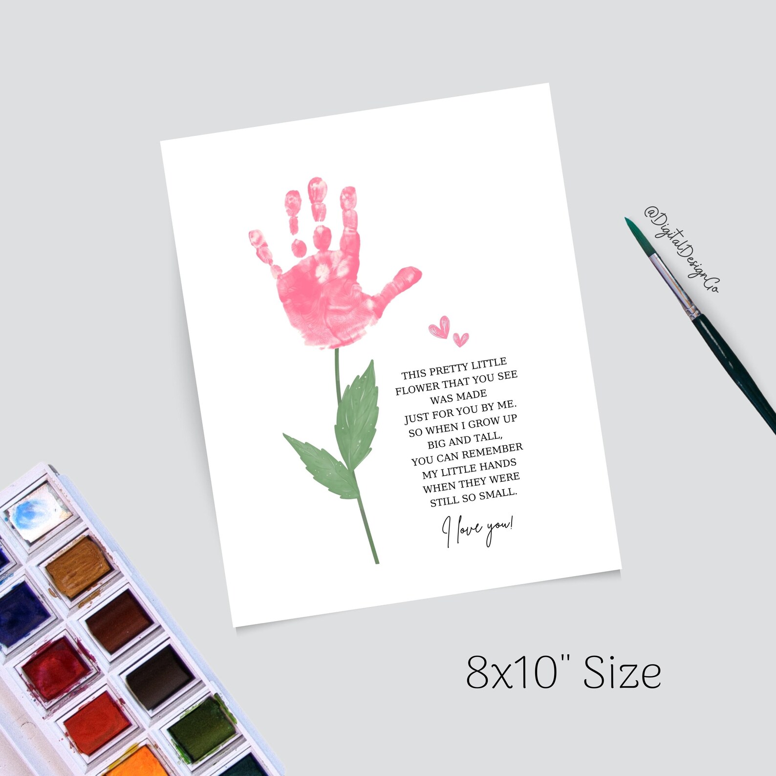 Flower Handprint Art, Valentines Day Handprint Craft, Love Poem, Kids ...