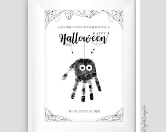 Halloween Handprint Art, Spider Craft, Happy Halloween, Kids Baby Toddler, Memory Keepsake, DIY Activity