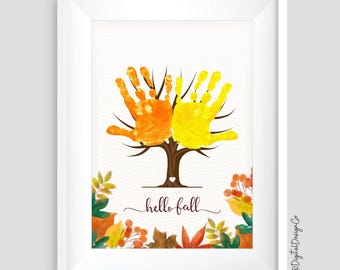 Fall Tree Handprint Art / Hello Fall / Leaves Season Thanksgiving Craft / Kids Baby Toddler / Memory Keepsake / DIY Card / Printable