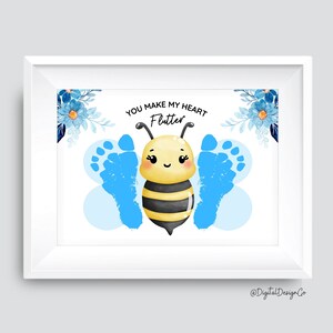 Créations artistiques avec empreintes de pas vous faites mon coeur, créations d'empreintes de pas d'abeilles pour enfants, bébés tout-petits, cadeau pour papa et grand-père, souvenir souvenir, carte à faire soi-même