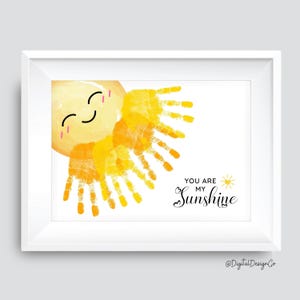 Créations artistiques empreinte de main You Are My Sunshine, enfants bébé tout-petit, Saint-Valentin, fête des mères, cadeau d'anniversaire, carte à faire soi-même, souvenir, maman papa grand-mère