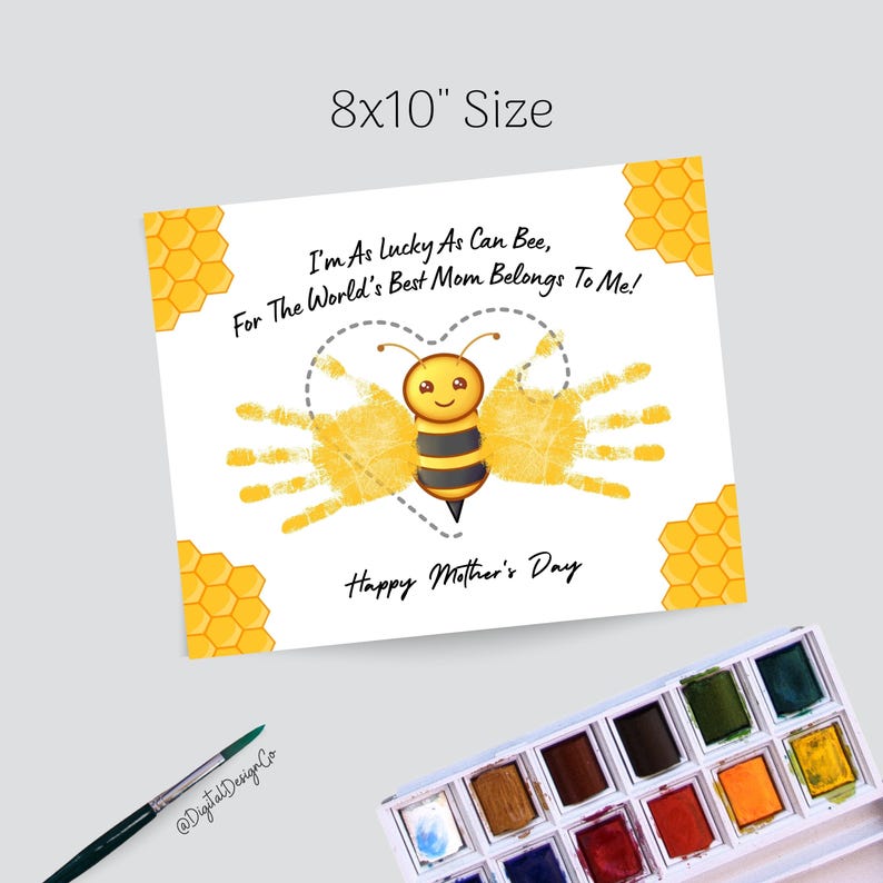 Mothers Day Handprint Art, Handprint Craft, Printable Gift, Bee ...