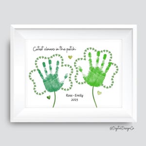 Süßeste Kleeblätter im Patch, St. Patrick's Day Handabdruck Art Craft, Klee Shamrock Handabdruck, Kinder Baby Kleinkind, Andenken, DIY Geschenkkarte