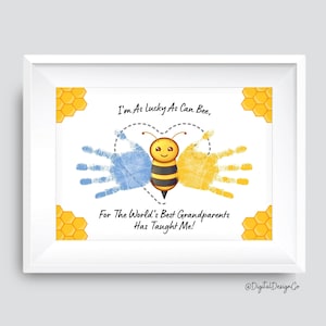 Großeltern-Tag Handabdruck Handwerk, Geburtstagsgeschenk, Bienen Handabdruck Kunst, Erinnerungs-Andenken für Oma und Opa, Kinder Baby Kleinkind, DIY Karte