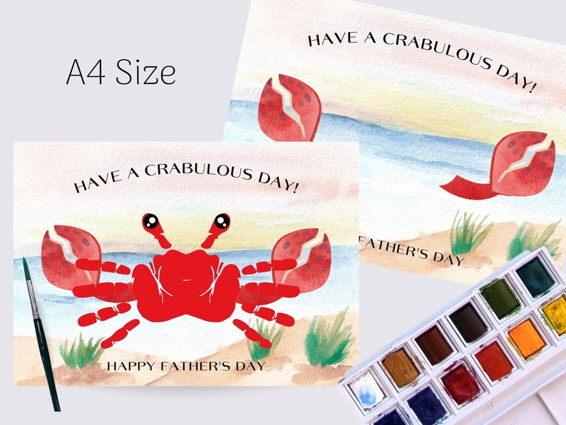 Crab Handprint Craft for Dad Fathers Day Toddler Activity - Etsy