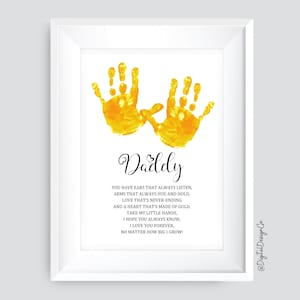 Papa handafdruk kunst, Valentijnsdag, Vaderdag, verjaardag, handafdruk ambacht kinderen baby peuter, gedicht cadeau voor papa, DIY kaart, aandenken