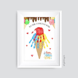 Lavoretto artistico con impronte di mani per la festa del papà, per il papà più cool, lavoretto con impronte di mani di gelato per bambini, neonati e bambini piccoli, ricordo, fai da te, stampabile, regalo per papà