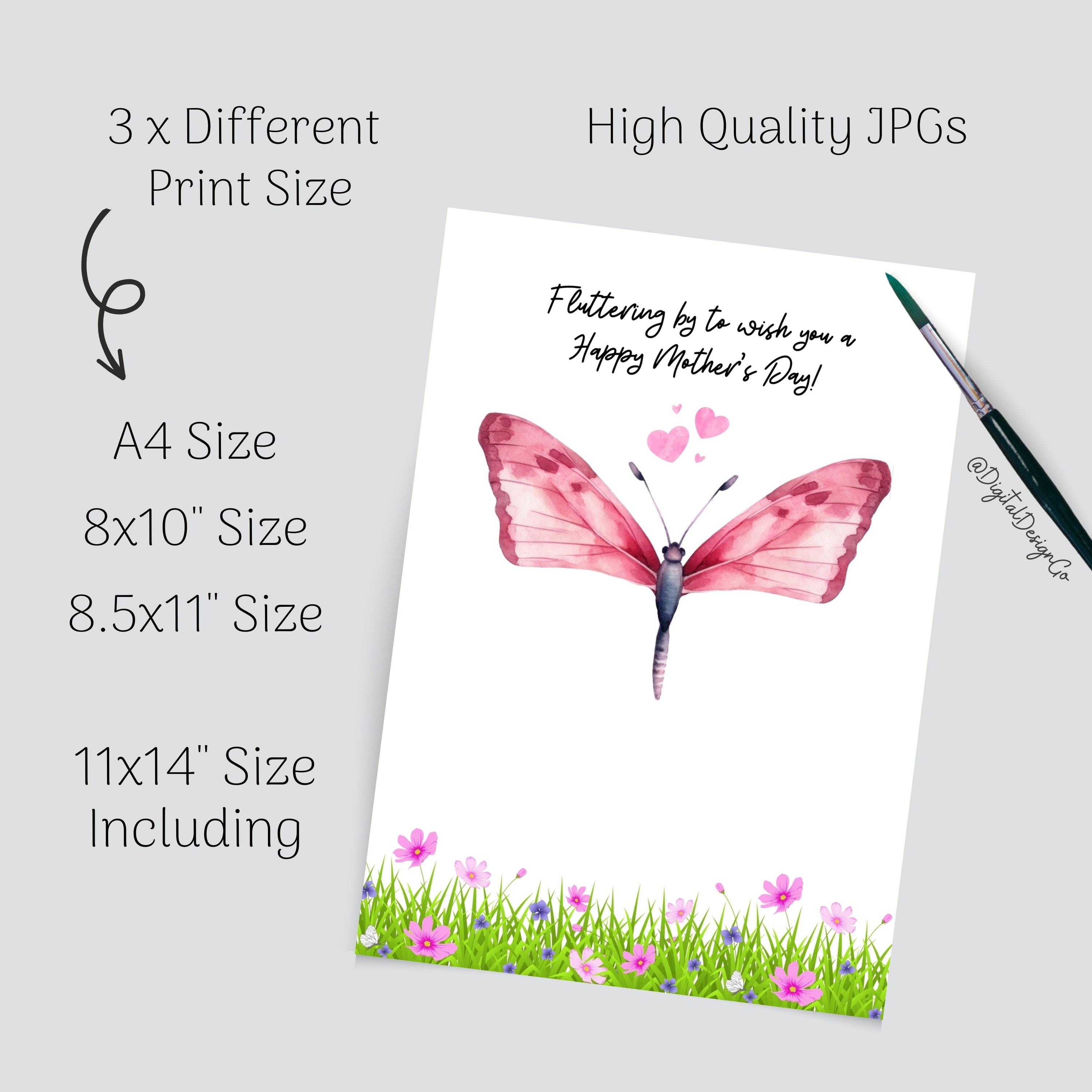 Motipuns 30 Pcs Mother's Day Handprint Crafts Kits Greeting Cards With 3 Pcs Large Ink Pads Happy Mother's Day Gifts For Mom Home Sunday Activities( Pink,Flower