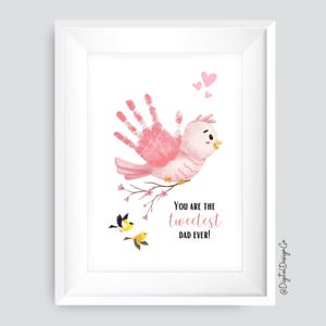 Vogel handafdruk kunst ambacht, tweetest vader ooit, handafdruk voor kinderen baby peuter, herinnering aandenken, vaderdagcadeau, valentijnskaarten, doe-kaart