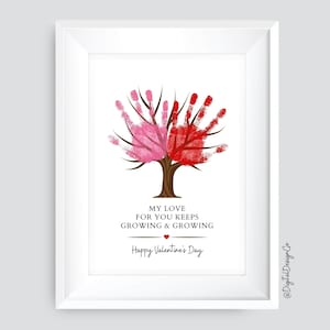 Valentine's Day Handprint Craft, Tree Handprint Craft, Poem, DIY Craft for Kids Baby Toddler, Memory Keepsake, Printable, Gift