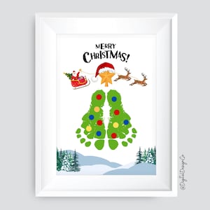 Christmas Tree Footprint Art Craft, Holiday Craft, Merry Christmas, Kids Baby Toddler, Christmas Gift, Memory Keepsake, DIY Card, Printable