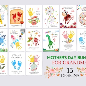 Mother's Day Bundle for Grandma, Footprint Art Craft, Handprint Art Craft, DIY Craft Card Gift, Baby Toddler Kids, Memory Keepsake, Gift