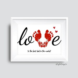 Artisanat de l'empreinte de la fête des pères, amour pour le meilleur papa du monde, bébé enfant en bas âge, souvenir de la mémoire, cadeau pour papa, carte de bricolage, décor imprimable