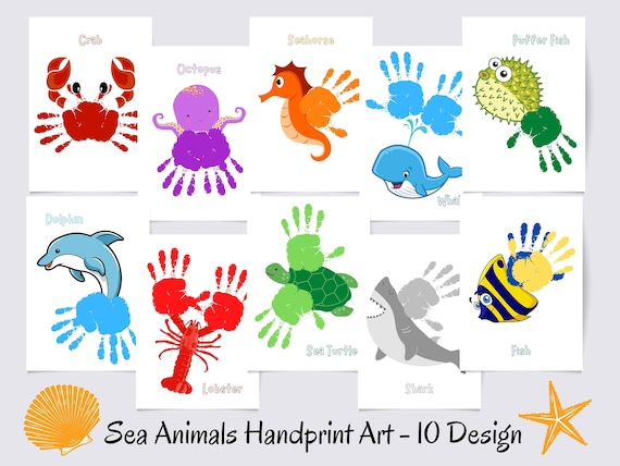 Hand-Painted Sea Animals Pattern Ceramic Dessert And