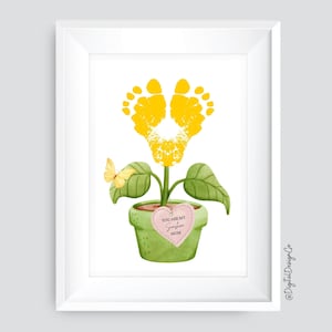 Você é minha mãe radiante, flor para o dia das mães, artesanato com pegada de girassol para bebês e crianças pequenas, impressão de mão infantil, lembrança, para imprimir, cartão-presente faça você mesmo