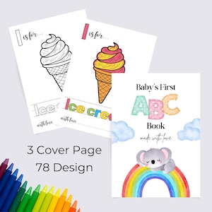 Baby Shower First ABC Coloring Book, Keepsake Activity, 78 Coloring Pages, Printable, DIY