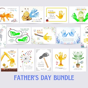 Father's Day Bundle, Footprint Art Craft, Handprint Art Craft for Baby Toddler Kids, Gift for Dad, DIY Craft, Gift Card, Memory Keepsake