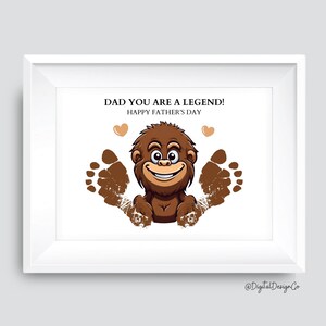 Créations artistiques pour la fête des pères, papa, tu es une légende, créations d'empreintes de pas Bigfoot pour enfants, bébé, cadeau pour papa, cadeau souvenir, carte-cadeau bricolage