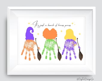 Halloween Handprint Art Craft, It's Just a Bunch of Hocus Pocus, Kids Baby Toddler, DIY
