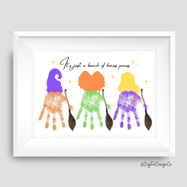 Halloween Handprint Art Craft, It's Just a Bunch of Hocus Pocus, Kids Baby Toddler, DIY