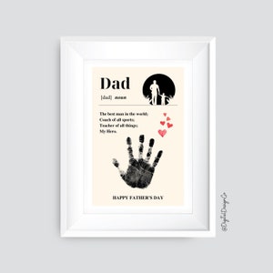 Vaderdag handafdruk voetafdruk ambacht, cadeau voor vader, vader zelfstandig naamwoord handafdruk ambacht voor kinderen baby peuter, herinnering aandenken, doe-het-kaart, afdrukdecor