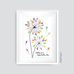Impressão digital do Dia das Mães, Feliz Dia das Mães, Artesanato de flores do Dia das Mães para crianças, bebês, lembranças, faça você mesmo, para impressão, presente para mamãe e avó