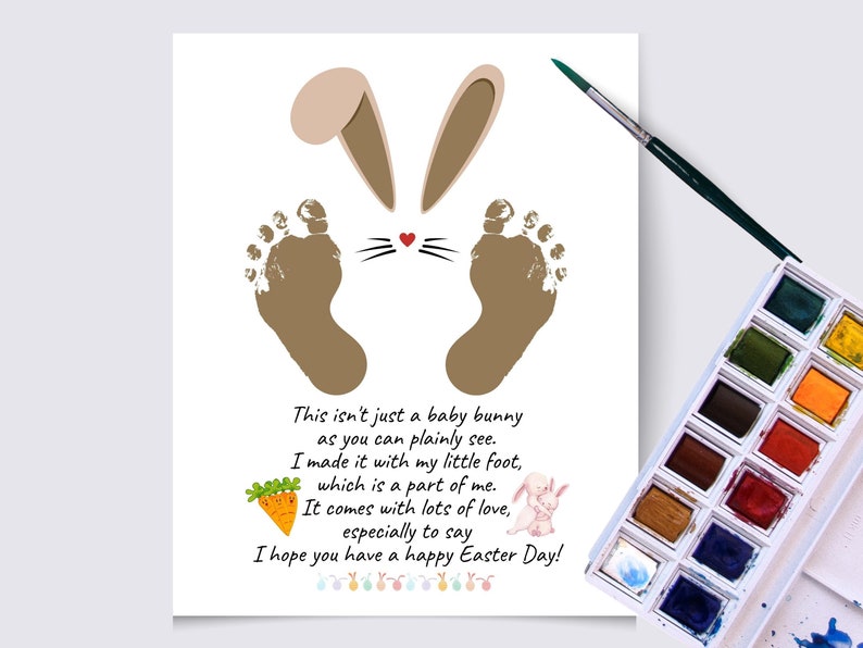 Easter Bunny Footprint Art Project for Kids Toddler Footprint | Etsy