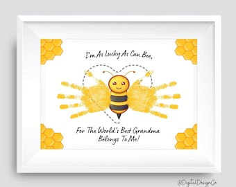 Grandma & Nana Handprint Craft, Birthday Gift, Bee Handprint Art