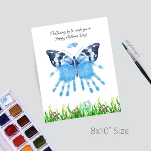 Mothers Day Handprint Craft, Fluttering By To Wish You a Happy Mothers Day, Butterfly Craft for Kids Baby Toddler, Memory Keepsake, DIY Card image 5