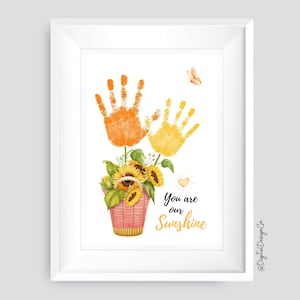 Sei il nostro sole, impronta della mano artigianale, impronta della mano artigianale del girasole per bambini, neonati e bambini piccoli, impronta della mano artigianale per la festa della mamma, ricordo, regalo, biglietto fai da te