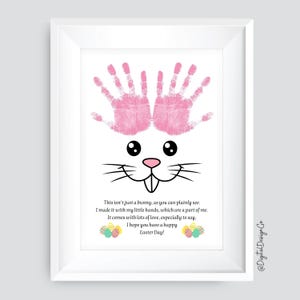 Osterhase Handabdruck Kunsthandwerk, Frohe Ostern Gedicht, Häschen Handabdruck Erinnerungsgeschenk, Kinder Baby Kleinkind, DIY Geschenkkarte, druckbar
