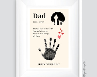 Fathers Day Footprint Craft, Dad Noun Handprint Craft, Kids Baby Toddler, Keepsake DIY Card