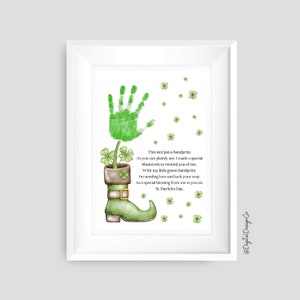 Poema del trébol, manualidad del día de San Patricio, manualidad con huella de trébol para niños pequeños, recuerdo, tarjeta DIY, imprimible