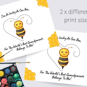 Grandparents Day Handprint Craft Personalized Card, Printable Gift, Bee ...