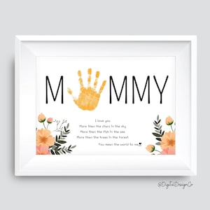 Arte de impressão de mão para o Dia das Mães, Arte de impressão de mão para mamães, Bebês e crianças pequenas, Cartão-presente DIY para lembranças, Presente para mamãe