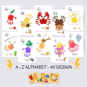 Alphabet Handprint Art, My Handprint Alphabet Book, Baby Toddler Child, Classroom Nursery Activity, Keepsake, Printable