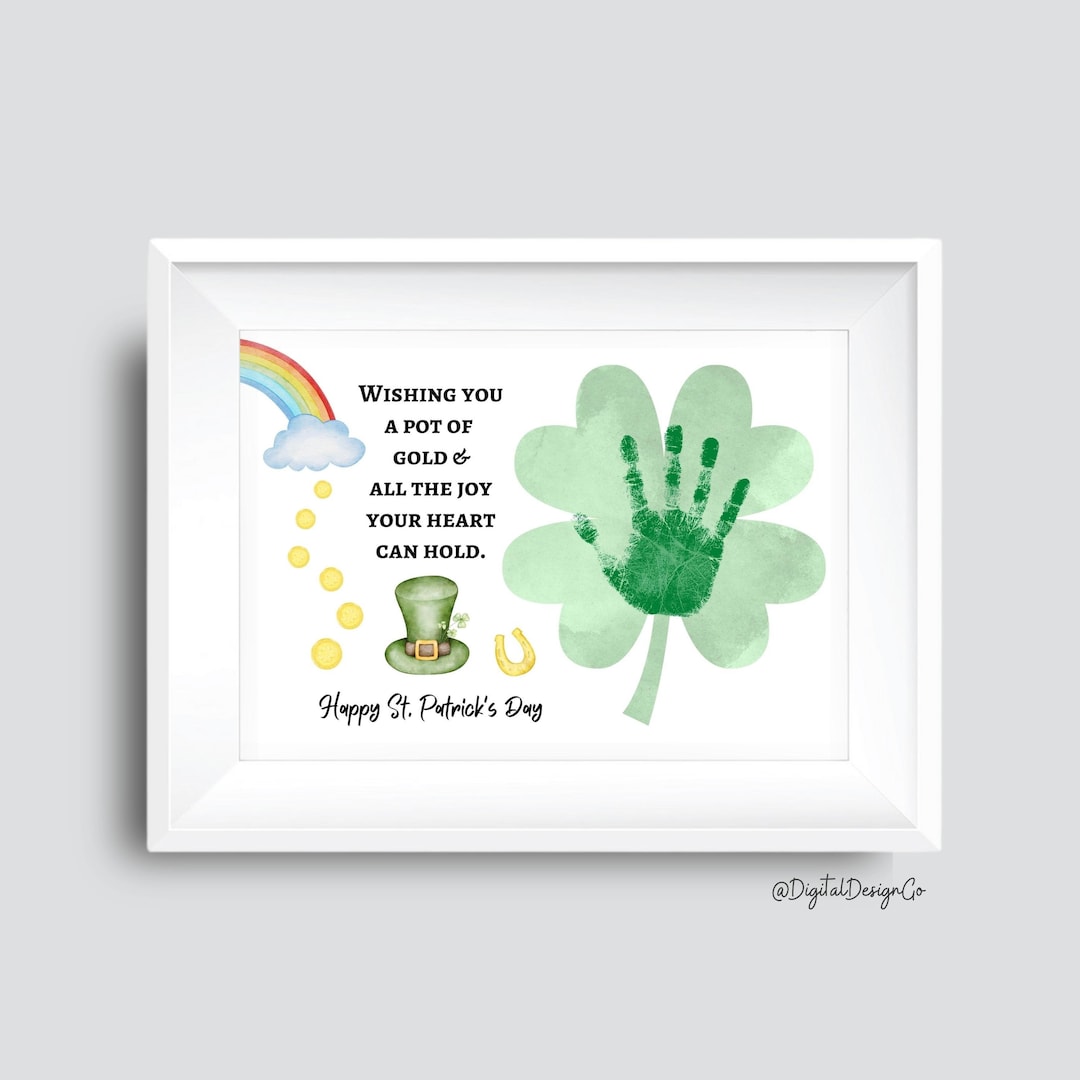 Happy St Patrick's Day Poem Clover Handprint Art Craft