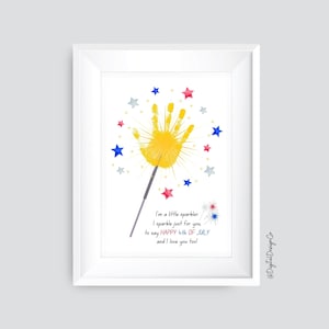 Artisanat d'impression de Han du 4 juillet, jour de l'indépendance, artisanat d'empreinte de main cierge magique pour enfants bébé tout-petit, artisanat des États-Unis d'Amérique, souvenir, carte à faire soi-même