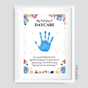 Erster Tag der Kindertagesstätte Handabdruck Kunst, Erster Tag der Schule Zeichen, Zurück zur Schule, Handabdruck Handwerk für Kindertagesstätte, Erinnerung Andenken, DIY Karte, Dekor