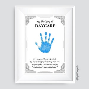 First Day of Daycare Handprint Art, First Day of School Sign, Back to School, Handprint Craft for Daycare, Memory Keepsake, DIY Card, Decor