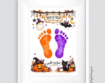 Halloween Footprint Art Craft, Trick or Treat Smell My Feet, Kids Baby Toddler, DIY