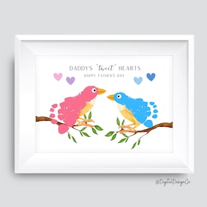 Tweet coeurs de papa, tweets coeurs de grand-père, créations artistiques d'empreintes de pas d'oiseau pour enfants bébé tout-petit, cadeau pour papa grand-père, carte souvenir souvenir bricolage