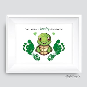 Papa Sie sind Schildkröte Super, Vatertags-Fußabdruck, Schildkröte-Fußabdruck-Handwerk für Kinder Baby-Kleinkind, Geschenk für Papa, Erinnerungs-Andenken-DIY-Karte